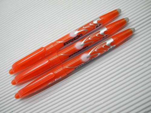 (3 Pens) PILOT FRIXION Erasable 0.7mm Fine Gel Ink roller ball pen Orange