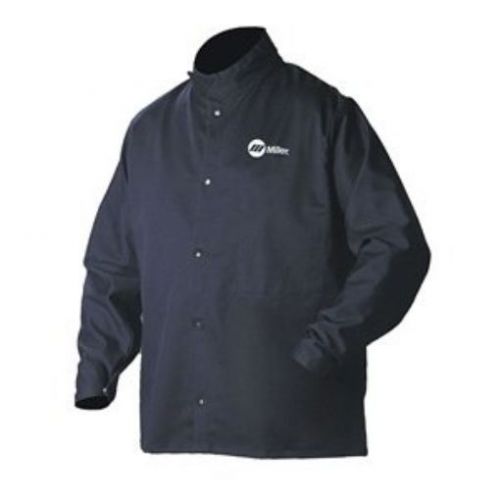 Welding Jacket, Navy, Cotton/Nylon, XL
