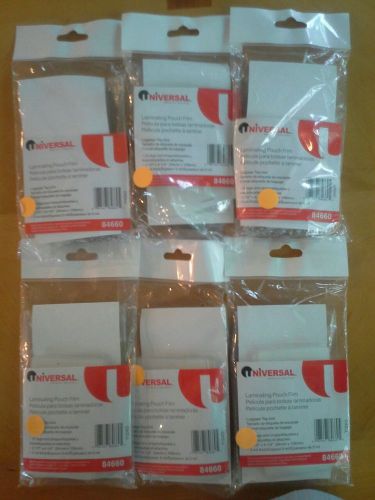 Universal Clear Laminating Pouches - UNV84660 (LOT OF 6)