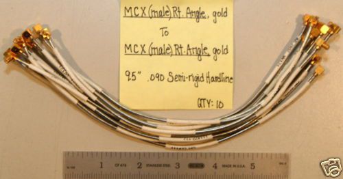 (10) MCX(M)-MCX(M) Gold .090&#034; OD Semi-Rigid Cables 9.5&#034;