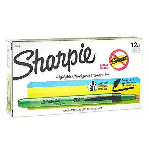 Sharpie 28026 Accent Pen-Style Retractable Highlighter, Fluorescent Green,