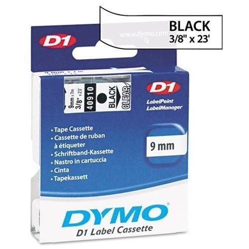 DYMO D1 Label Tape Cartridge - 3/8&#034; X 23ft 1 Roll Clear, Black (dym40910)