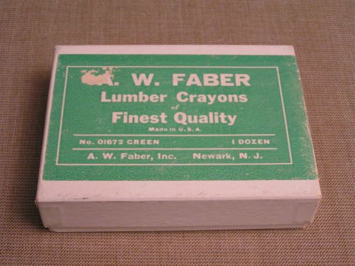 Box of 11 vintage a.w. faber #01672 green lumber crayons - made in u.s.a. for sale