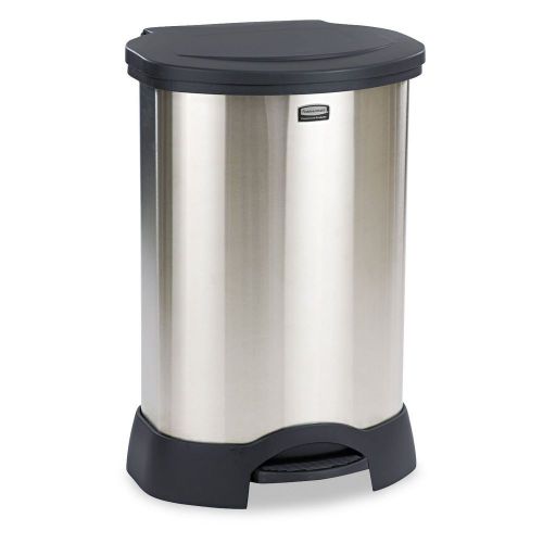 Commercial - step-on container, oval, stainless steel, 30gal - black ab455573 for sale