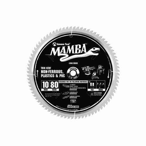 Amana Tool Mamba Series MA10080 Thin Kerf Non-Ferrous, Plastics and PVC 10-Inch