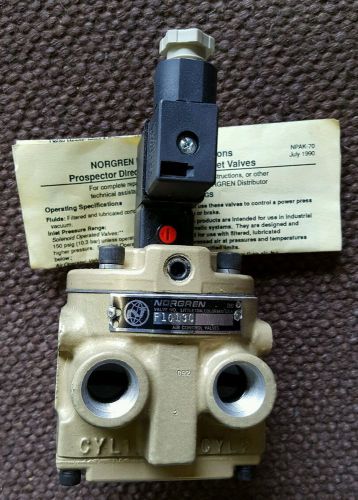 Norgren F1013C Poppet Pneumatic Valve 300PSIG with Coil 83J 24VDC 6W .25A