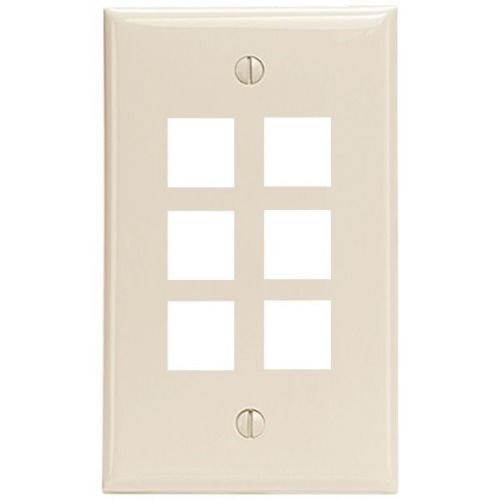 Leviton 41080-6TP 6-Port QuickPort Wall Plate - Light Almond