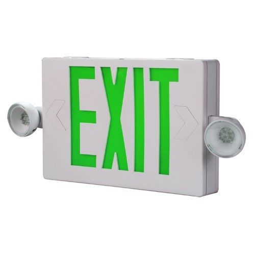 All-pro emergency apch7g combo unit led-exit sign with dual lights, green for sale