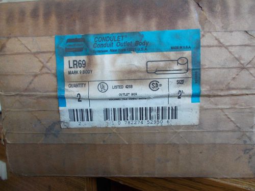NEW BOX OF 2 CROUSE HINDS CONDUIT BODY 2&#034; LR69