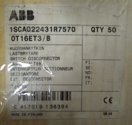 ABB OT16ET3 3 Pole 16 AMP 600 V Disconnect Switch 0T16ET3 *Price Per Switch*
