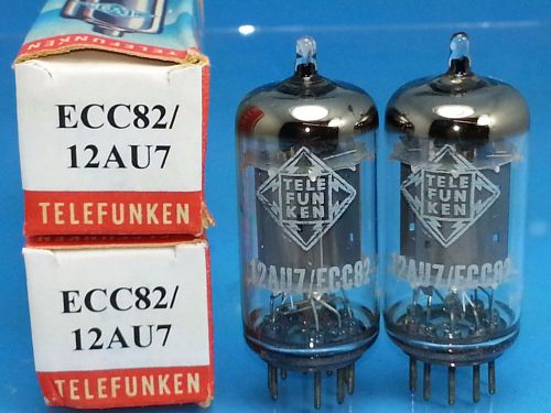 Telefunken 12au7 ecc82 vacuum tube match pair smooth plate nos &lt;&gt; bottom t11g for sale