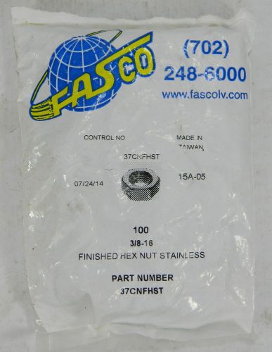 Fasco 37CNFH 3/8&#034; Stainless Steel Hex Nuts 100ct.
