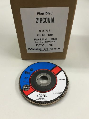 QTY:1 T29 Premium Zirconia Flap Disc 5&#034; x 7/8&#034; 60 grit  MADE IN USA