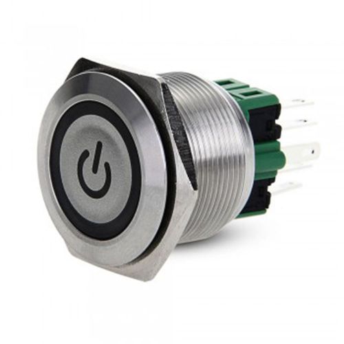 Durable Auto 12V 25Mm Stainless Steel Led Power On/Off Push Button Switch
