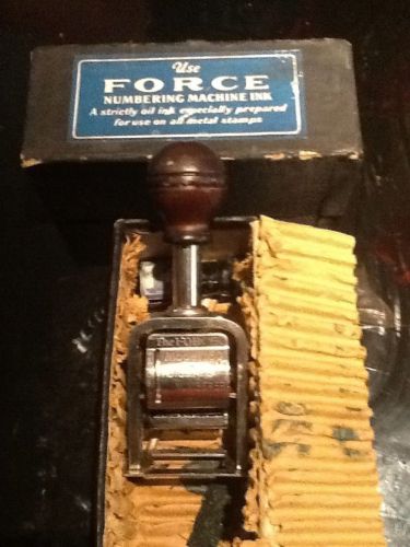 Vintage The Force No. 150 Automatic Numbering Machine 6 Wheels In Box