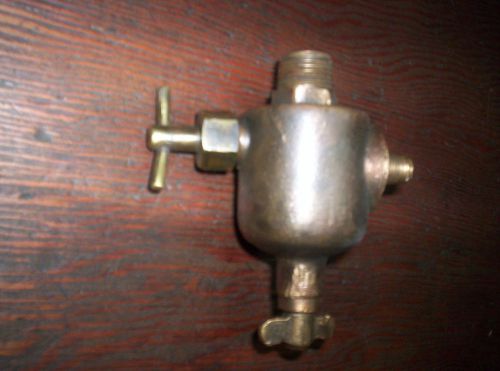 Old Original Brass Fuel Sediment Bulb &amp; shut-off Tractor Hit &amp; Miss Gas Engine !