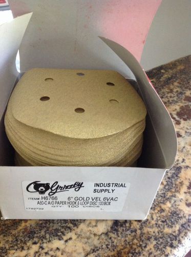 GRIZZLY 6&#034; Velcro Sanding Discs P80 Grit Box Of 100