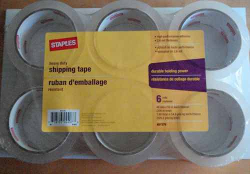 Staples heavy duty shipping tape 1.88&#034;x 54.6yds 6 rolls new in package for sale