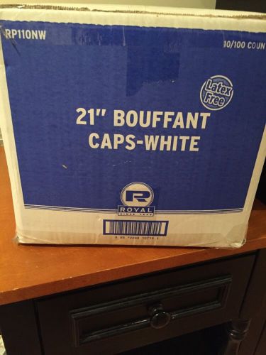 Royal 21&#034; Bouffant Caps White RP110NW - Latex Free