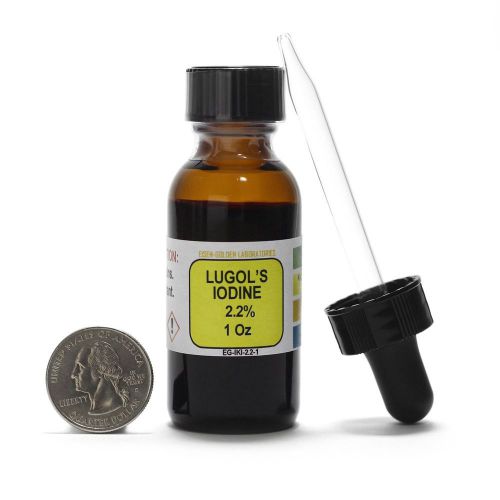 Lugols Iodine / 2.2% Solution / 1 Oz in an Amber Glass Bottle / Free Dropper USA