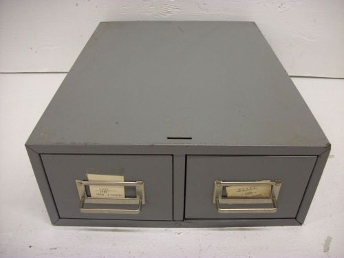 Vintage Buddy Products Two Drawer Metal 3 x 5 Card File Card Catalog Gray
