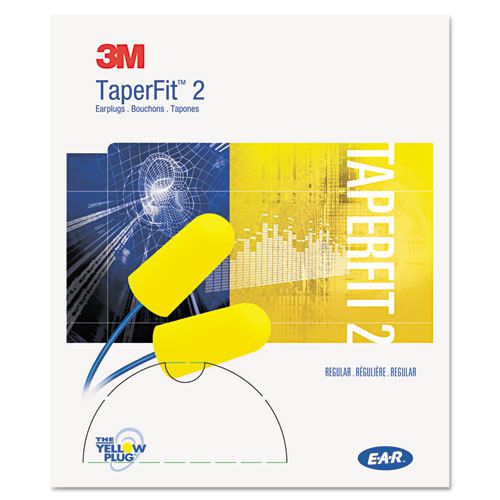 3M E A R Taperfit 2 Self-Adjusting Earplugs, Uncorded, Foam, Yellow, 200 Pairs