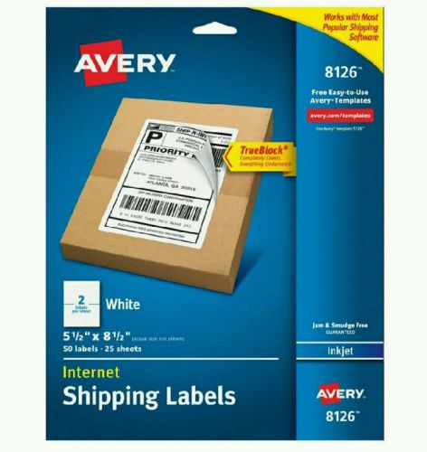 Avery Shipping Labels w/ TrueBlock Tech, Inkjet Printers, 5.5 x 8.5 Inch 50 pack