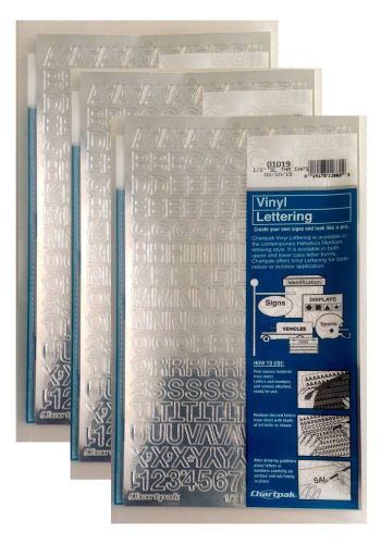 Chartpak 1/2-inch Silver Stick-on Vinyl Letters &amp; Numbers (01019), 3 PACKS