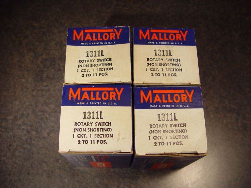 4 Vintage Mallory Rotary Switchs 1311L New Old Stock
