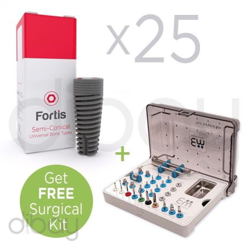 25 x fortis® self-drilling dental implant, internal hex &amp; get free surgical kit for sale