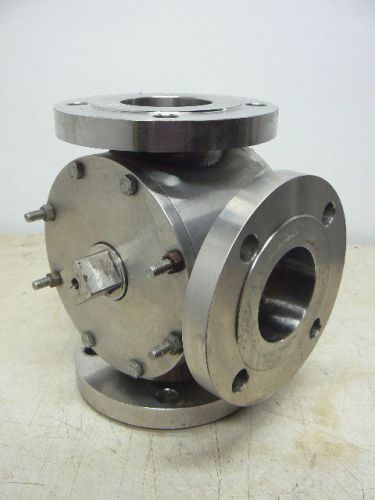 Quality controls 3.03227ll flanged 3&#034; rotor valve, 3 way, 316 stainless steel !! for sale