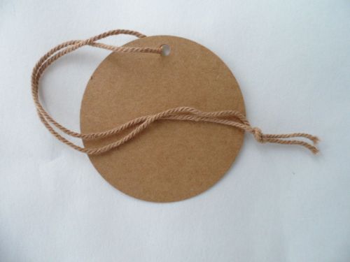 Swing Tags Large Circle 50mm Dia Brown Recycled 1000pcs Code STBRCR