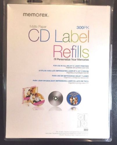 Memorex White CD Labels, Matte Finish, 300 Count, 32020403, New, Free Shipping