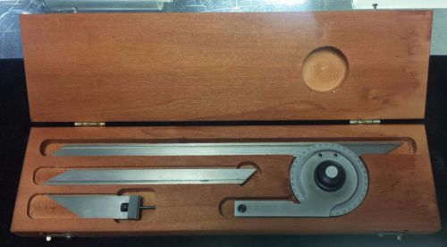 Vintage Starrett #359 Universal Bevel Protractor w/ 2 Blades, Acute Angle &amp; Box