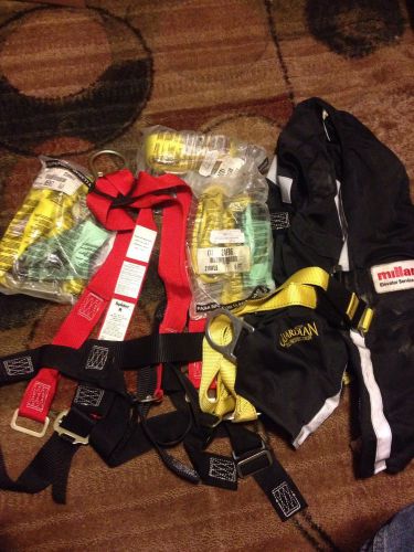 NEW SAFETY HARNESS LOT! 2x 6ft lanyard, Spider Harness, Miller Construction Tux