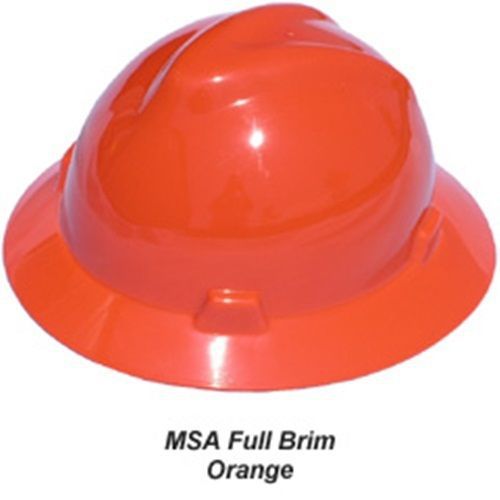 New msa full brim v-guard hard hat with ratchet suspension - standard orange for sale