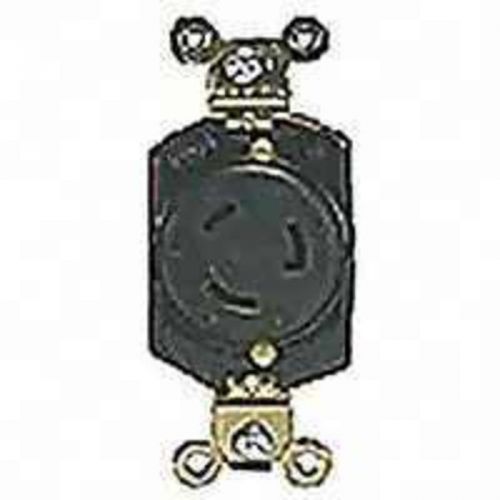 Ground Lock Electrical Receptacle, 250 VAC, 20 A, 2 Pole, 3 Wire, Black L620R