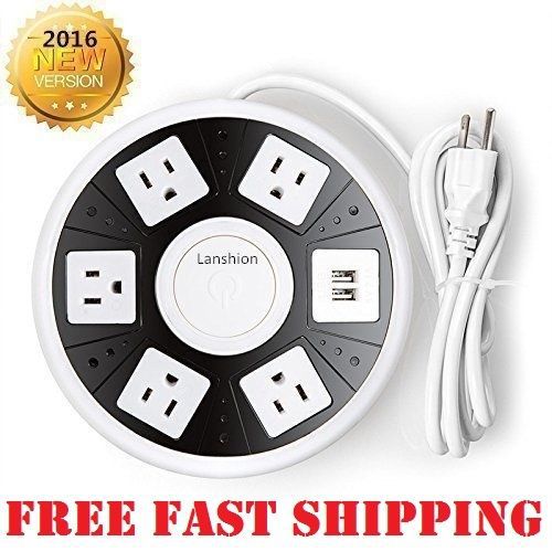 Professional power strip lanshion smart 5-outlet 2-usb ufo shape surge protector for sale