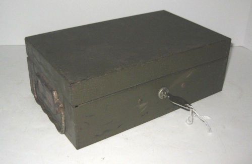 Antique Industrial Metal Single Drawer Card Catalog Lock Box Retro File