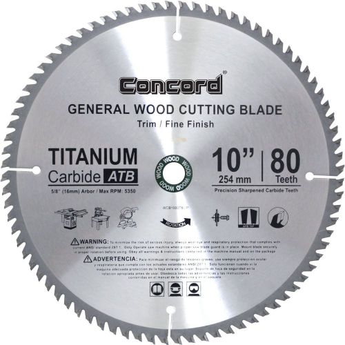 Concord blades wcb1000t080hp 10-inch 80 teeth tct general purpose hard &amp; soft... for sale