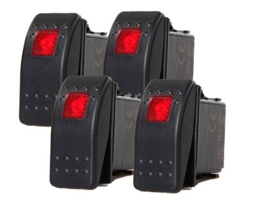# 4 pcs marine boat trailer rv rocker switch on-off spst 3 pin 1 red led auto for sale