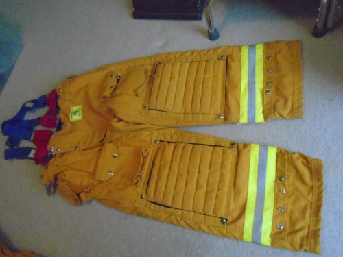 Morning pride nomex firefighter bunker pants sz 38x30 w/suspenders  man. date 06 for sale
