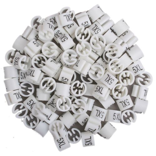 100pcs white hanger clothing sizer garment markers 5xl size plastic marker tags for sale