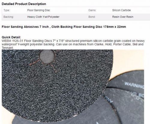 7x7/8 silicon carbide floor sanding disc 15 ea - 36g, 50g,60g (45) per box for sale