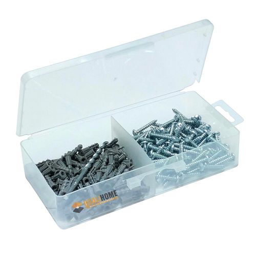 Ribbed plastic anchor kit with screws and masonry drill bit (#6-8 x 7/8) for sale