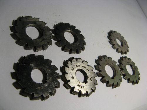 Lot module involute gear cutters m1 20 deg pa #1-8 (no #3) hss ussr for sale