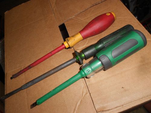 3 electricians screwdrivers insulated slotted