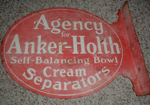 Old Anker-Holth cream separator metal sign painted