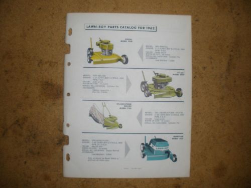 Vintage Lawn Boy 1962 Parts Catalog Gas Engine Mower Identification Manual Book