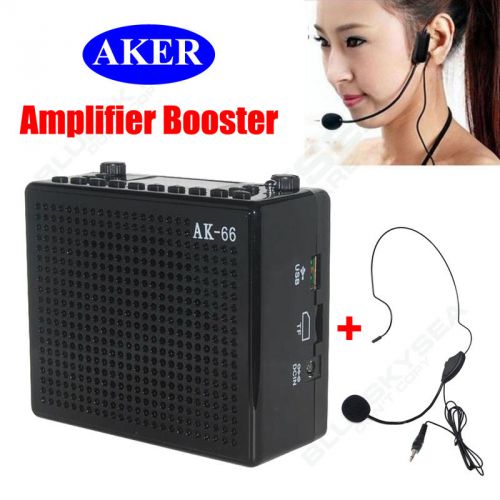 AK66 Portable Loud Voice Booster Amplifier AMP Speaker W/ Mic for Coachers Black